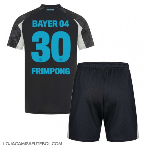 Camisa de Futebol Bayer Leverkusen Jeremie Frimpong #30 Equipamento Alternativo Infantil 2024-25 Manga Curta (+ Calças curtas)